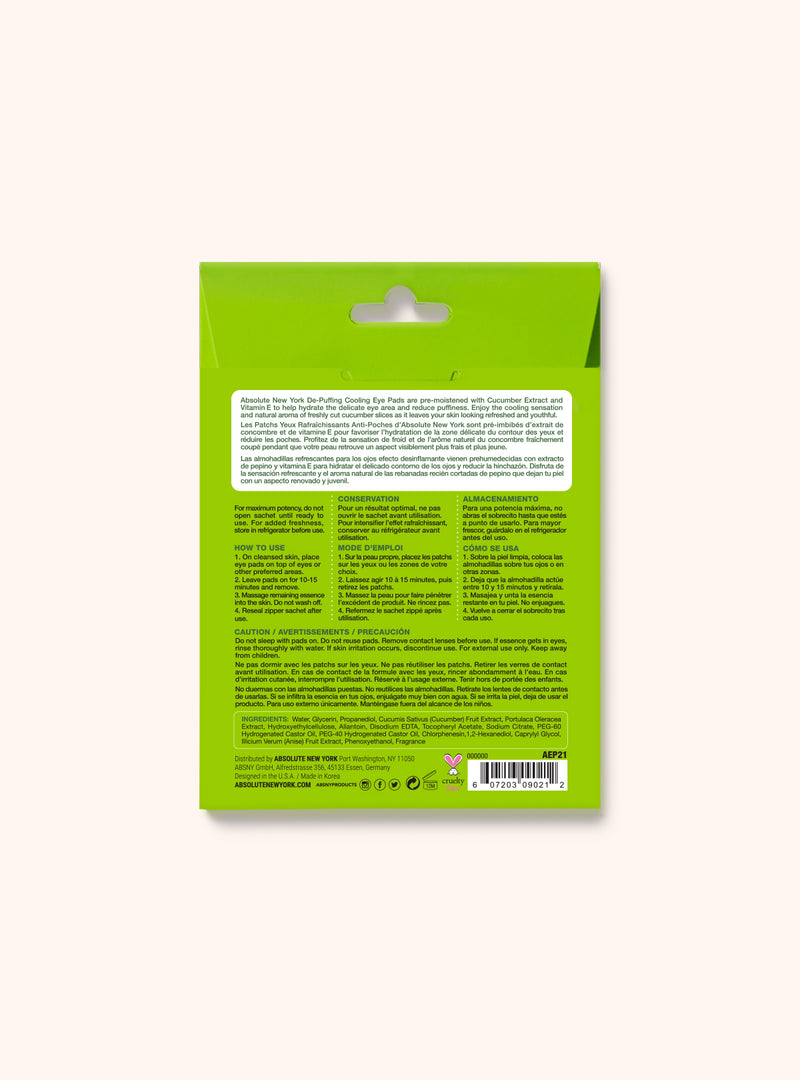 PADS DE OJOS PEPINO + VITAMINA E - Absolute New York Panamá